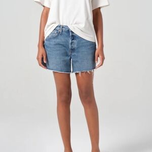 Agolde the Parker Long Cut-Off Light Wash Denim Jean Shorts Women's 34